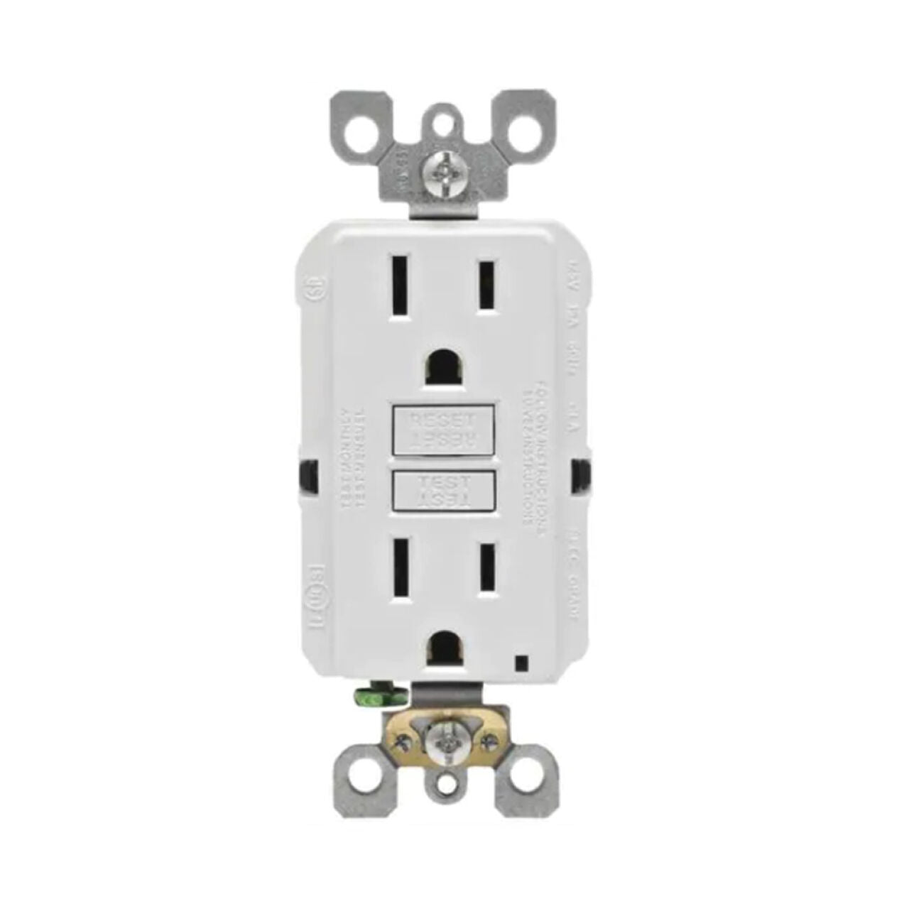 Duplex Electrical Outlet 15A/125V Self-Test Slim GFCI - White